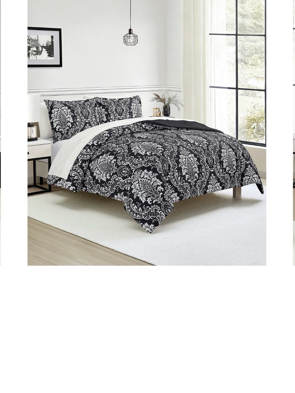FAIRFIELD: Choose Full/Queen or King Classic Black & White Damask Comforter Set